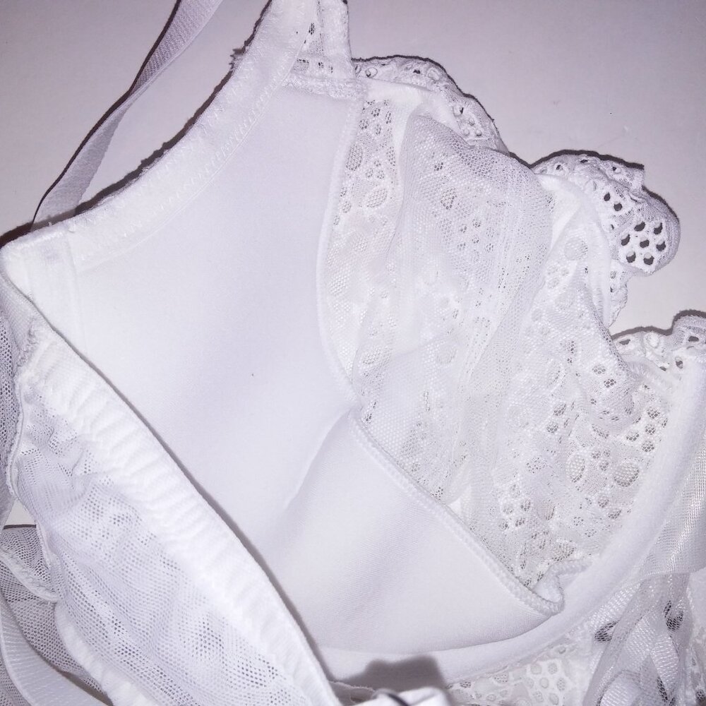 Victoria Secret Lingerie Teddy One Piece Bodysuit White Eyelet Sheer Thong‎ Back - Picture 16 of 16